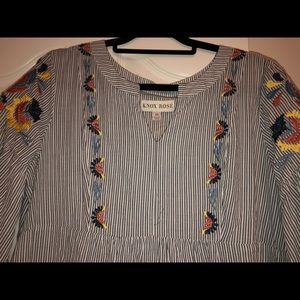 Knox Rose striped embroidered dress Xl